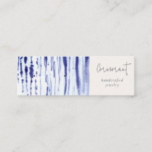 Abstract Ink Blue Lines Earring Stud Hoop Holder Mini Business Card