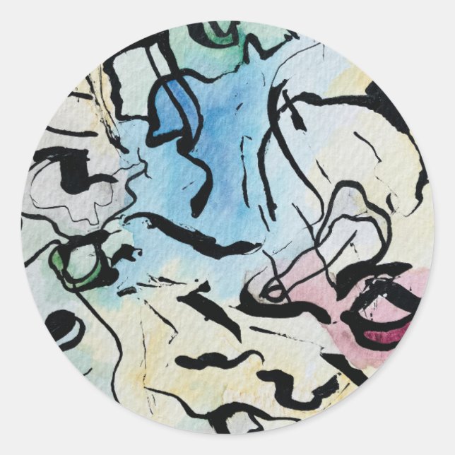 Abstract Ink Classic Round Sticker (Front)