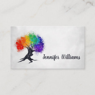 Abstract ink colour splatter tree business card