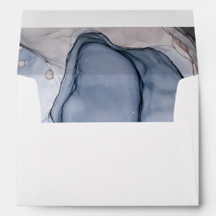 Abstract Ink Dusty Blue Mauve Plum Envelope