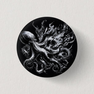 Abstract Ink Fluid Octopus Kraken 1 Inch Round Button