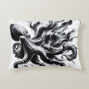 Abstract Ink Fluid Octopus Kraken Accent Pillow
