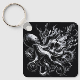 Abstract Ink Fluid Octopus Kraken Keychain