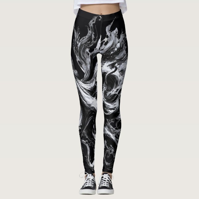 Abstract Ink Fluid Octopus Kraken Leggings (Front)