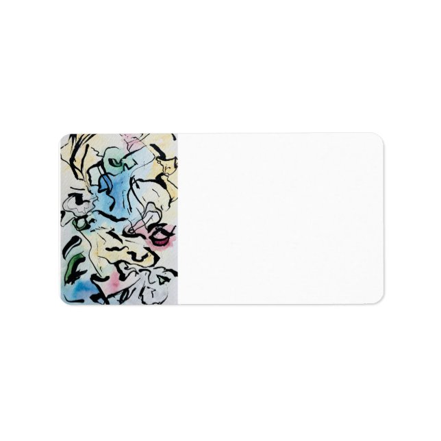 Abstract Ink-Hand Painted Watercolor And Ink Label (Front)