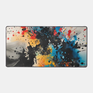 Abstract ink paint desk mat