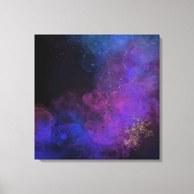 Abstract Ink Painting Black Blue Purple Square Canvas Print (Front)
