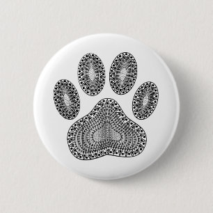 Abstract Ink Paw Print 2 Inch Round Button