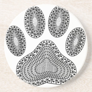 Abstract Ink Paw Print Coaster