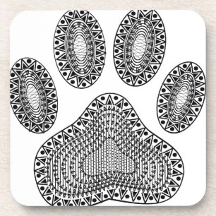 Abstract Ink Paw Print Coaster