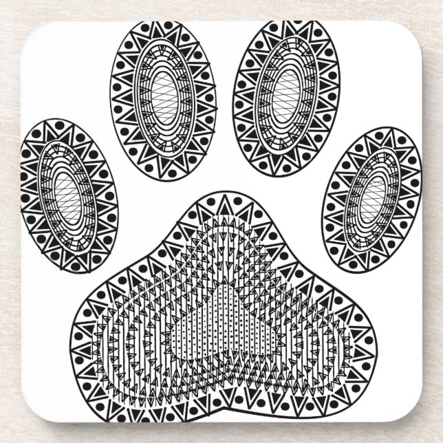 Abstract Ink Paw Print Coaster (Front)