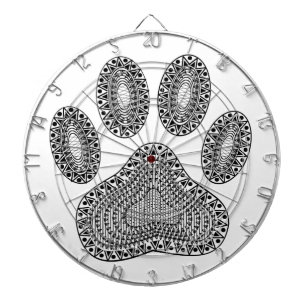 Abstract Ink Paw Print Dartboard