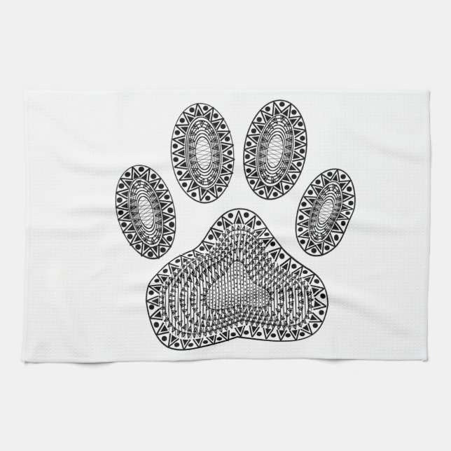 Abstract Ink Paw Print Kitchen Towel (Horizontal)