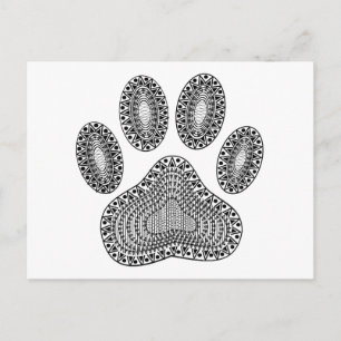Abstract Ink Paw Print Postcard