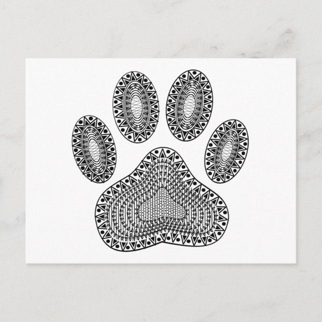 Abstract Ink Paw Print Postcard (Front)