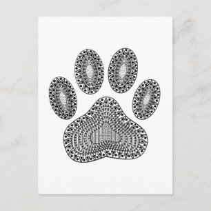 Abstract Ink Paw Print Postcard