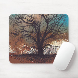 Abstract Ink Watercolor Landscape Tree Art Mouse Pad