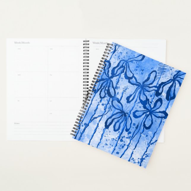 Abstract Inked Flowers blue Lilies  Planner (Display)