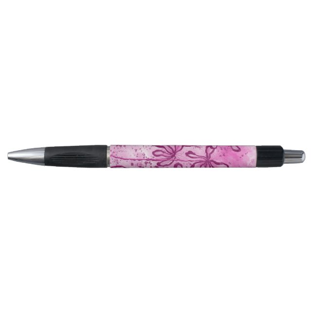 Abstract Inked Flowers pink Lilies Pen (Front)