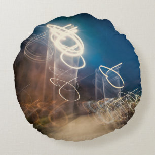 Abstract Intentional Camera Movement Night Light T Round Pillow