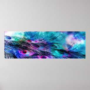 Abstract Iridescent Peacock Feathers Poster