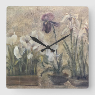 Abstract Iris In Pots Square Wall Clock