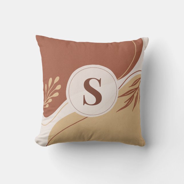 Abstract irregular shapes with earth colours throw pillow (Front)