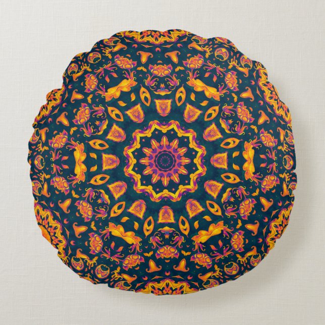 Abstract islamic pattern, arabian style. Seamless  Round Pillow (Front)