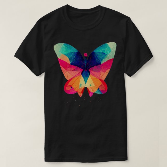 Abstract isometric fractal butterfly in risograph  T-Shirt (Design Front)