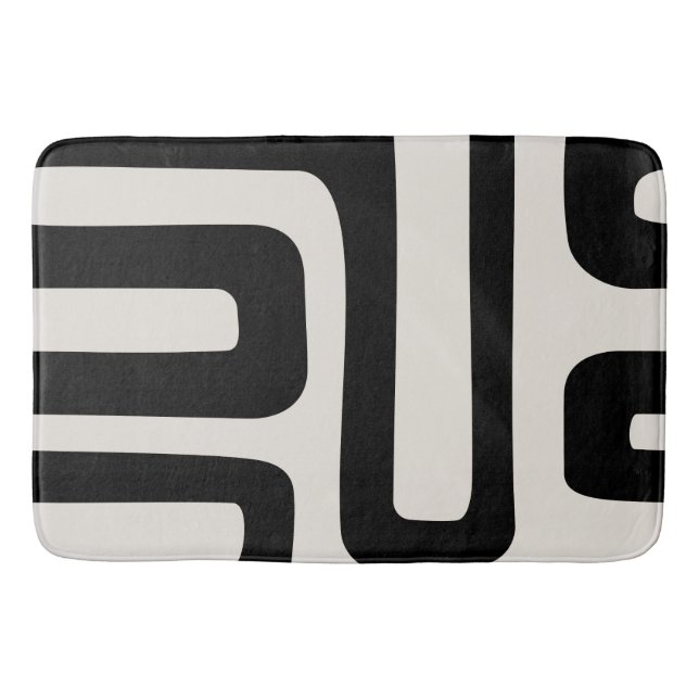 Abstract Ivory and Black Bath Math Bath Mat (Front)