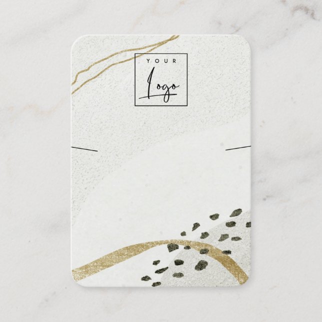 Abstract Ivory Black Gold Necklace Logo Display Business Card (Front)