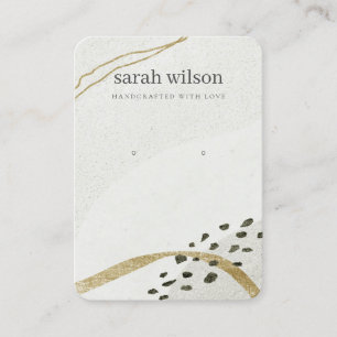 Abstract Ivory Black Gold Stud Earring Display Business Card
