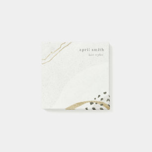 Abstract Ivory Gold Black Grey Stone Texture  Post-it Notes