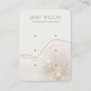 Abstract Ivory Gold Glitter 3 Earring Display Business Card