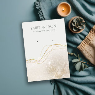 Abstract Ivory Gold Glitter Shiny Earring Display Business Card