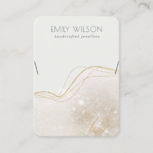 Abstract Ivory Gold Glitter Shiny Necklace Display Business Card