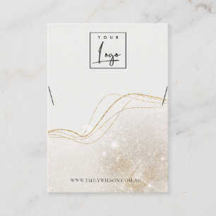Abstract Ivory Gold Glitter Shiny Necklace Display Business Card