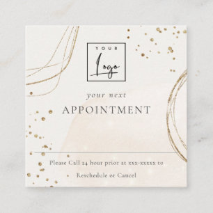 Abstract Ivory Gold Logo Appointment Reminder Square Business Card