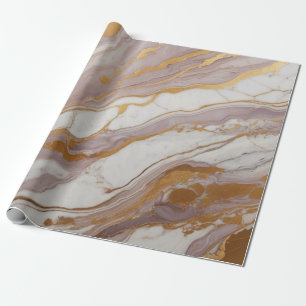 Abstract ivory marble texture with gold accents wrapping paper