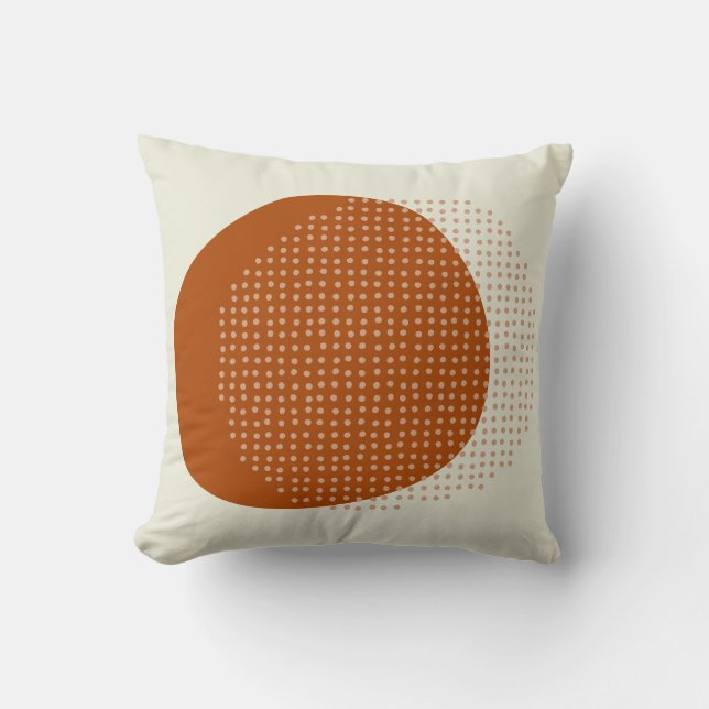 Abstract Ivory Off White Brown Trendy Shapes Throw Pillow (Front)