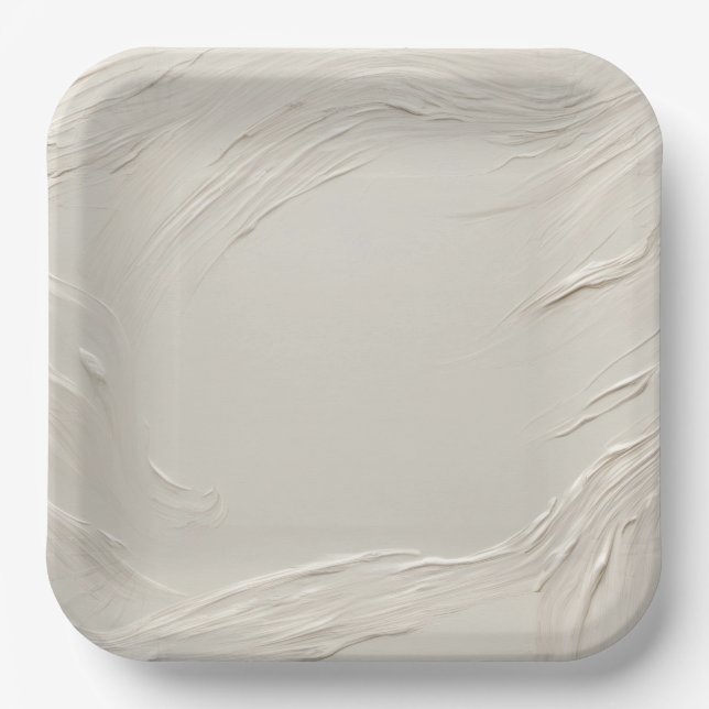 Abstract Ivory Texture Paper Plate (Front)