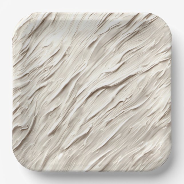 Abstract Ivory Texture Paper Plate (Front)