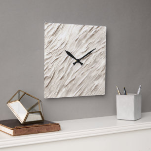 Abstract Ivory Texture Square Wall Clock