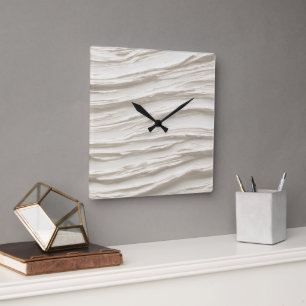 Abstract Ivory Texture Square Wall Clock