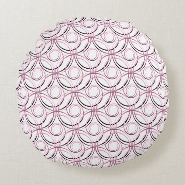 abstract japanese circles pattern round pillow (Front)