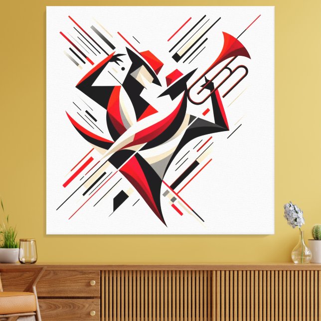 Abstract Jazz Trombone Couple Canvas Print (Insitu(LivingRoom))