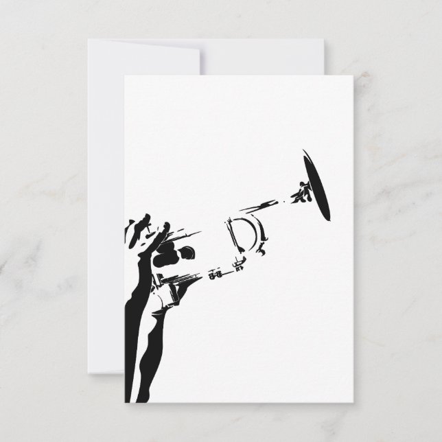 Abstract Jazz Trumpet RSVP Card (Front)