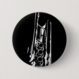 Abstract Jazz Trumpet Silhouette 2 Inch Round Button