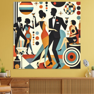 Abstract Jazzy Martinis and Dancing Cocktail Party Canvas Print