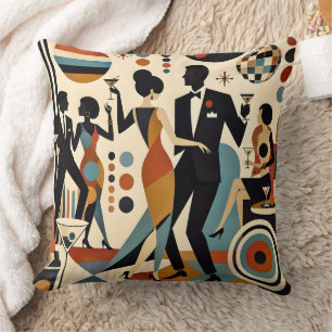 Abstract Jazzy Martinis and Dancing Cocktail Party Throw Pillow
